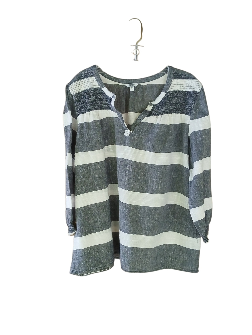 Sonoma Chambray Striped Split Neck Long Sleeved Tunic XL